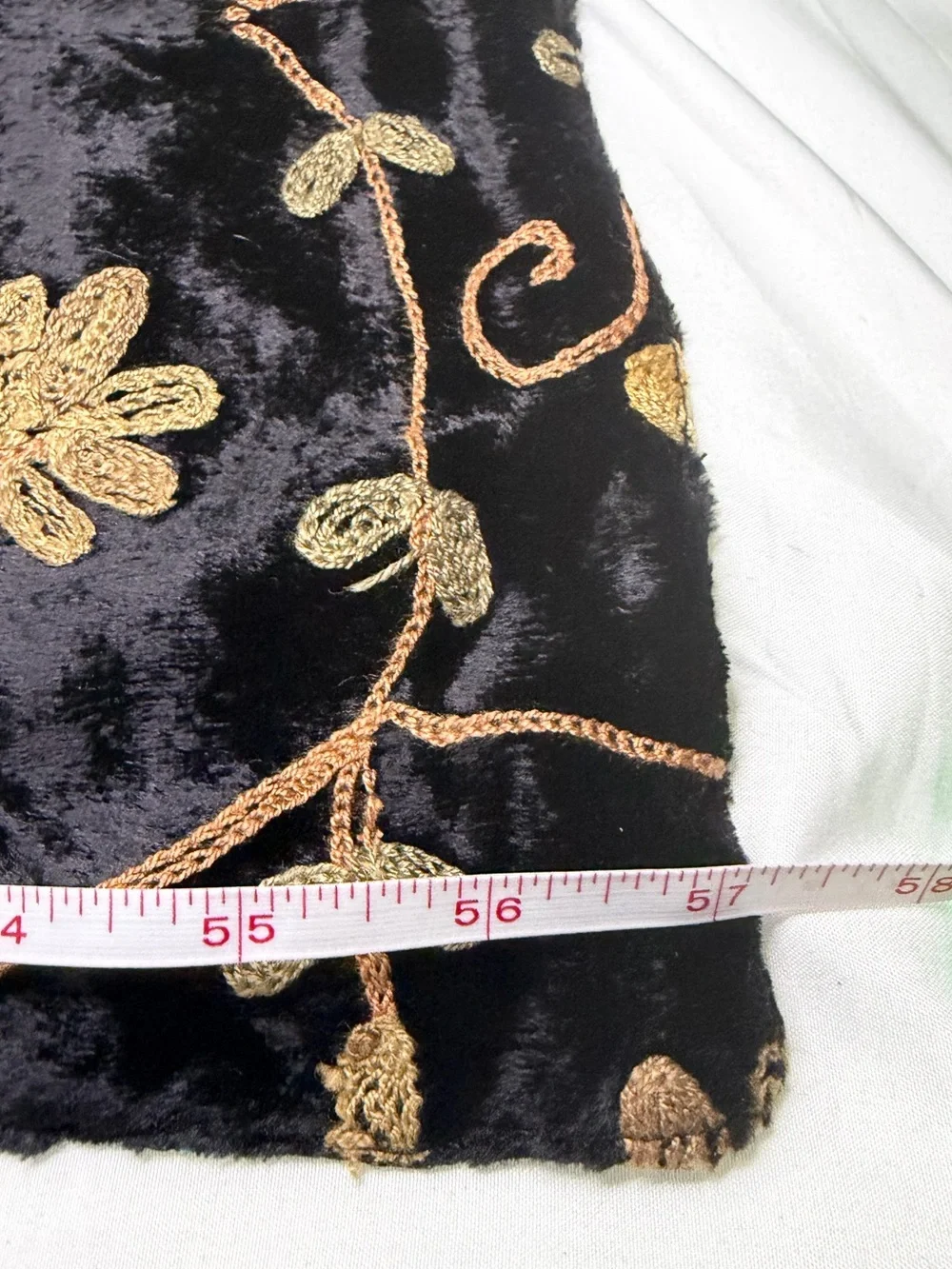Alexis Crawford Flora Embroidered Black Velvet Whimsical Scarf